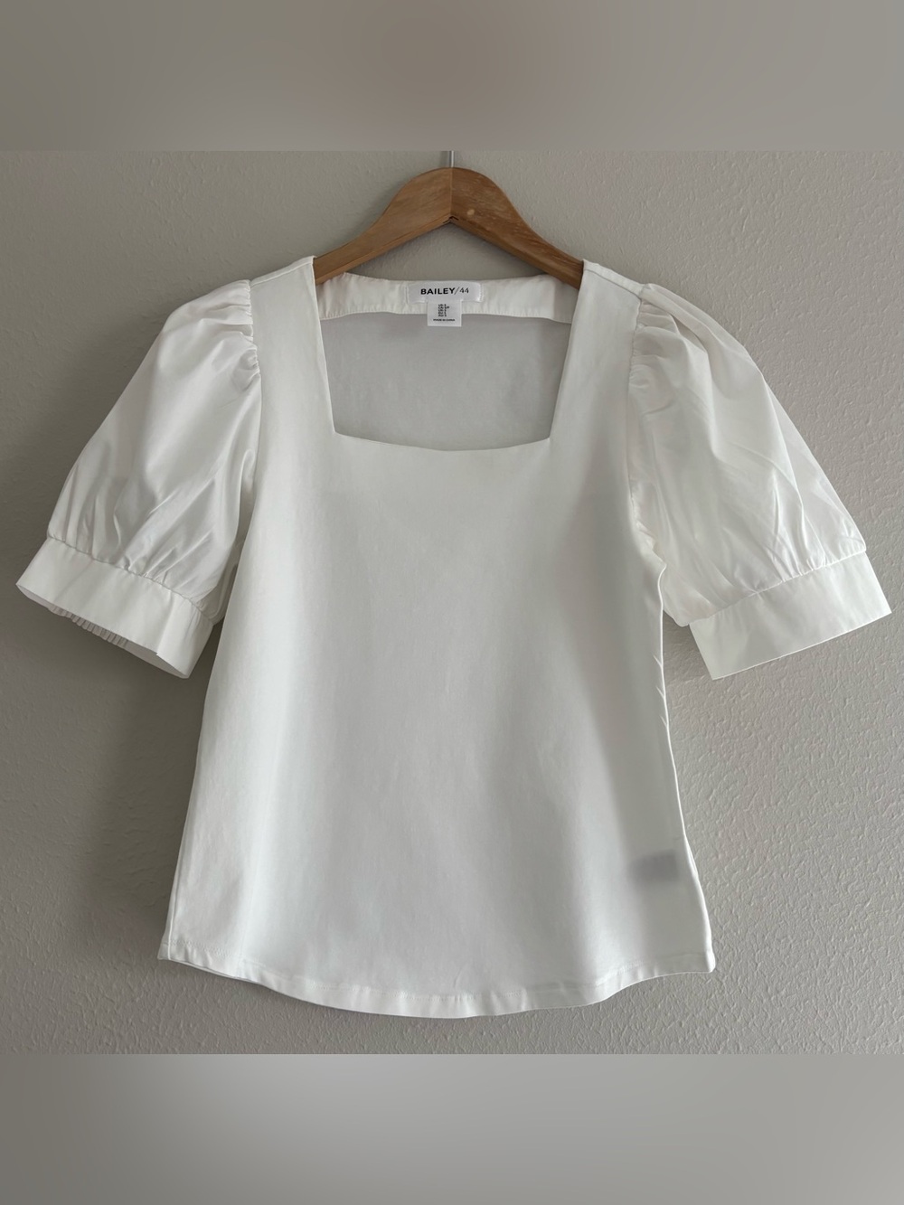 Bailey 44 White Square-Neck Puff Sleeve Blouse